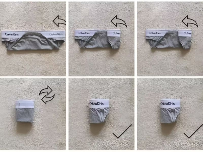 cách gấp quần lót gọn gàng