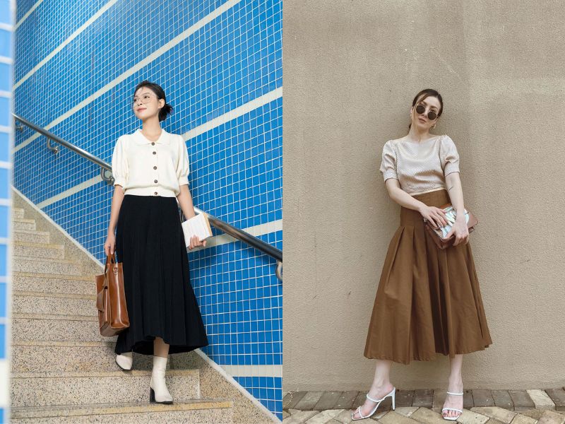 cách phối đồ với chân váy dài mùa đông