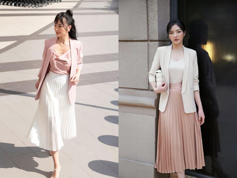 chân váy dài mặc với áo gì mùa đông