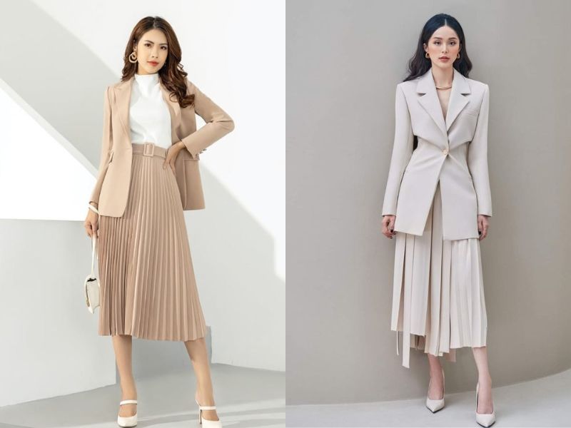 chân váy dài mặc với áo gì mùa đông