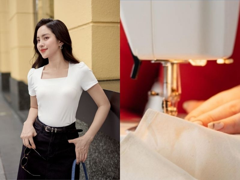 cách sửa cổ áo vuông bị rộng