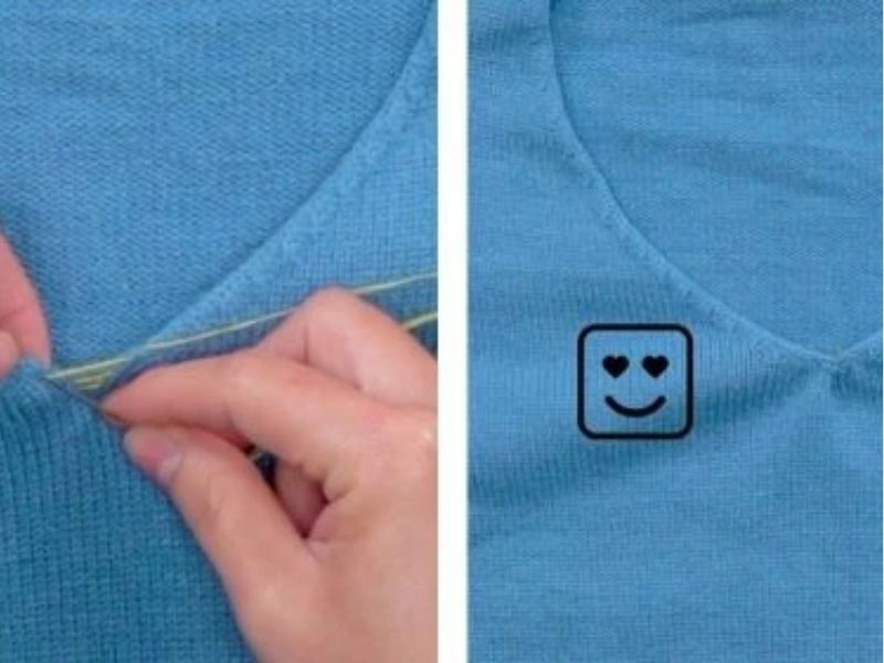 cách sửa cổ áo dài bị rộng sửa cổ áo chữ v, cổ tim bị rộng
