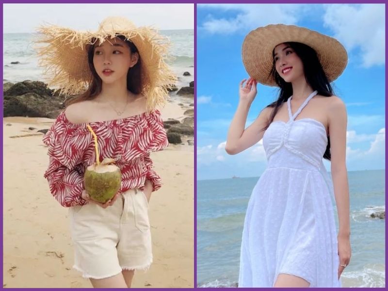 mũ cói là item không thể thiếu mỗi dịp du lịch biển