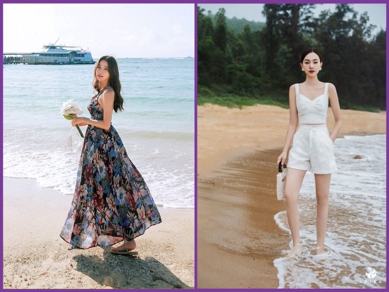 Chân ngắn đi biển mặc gì