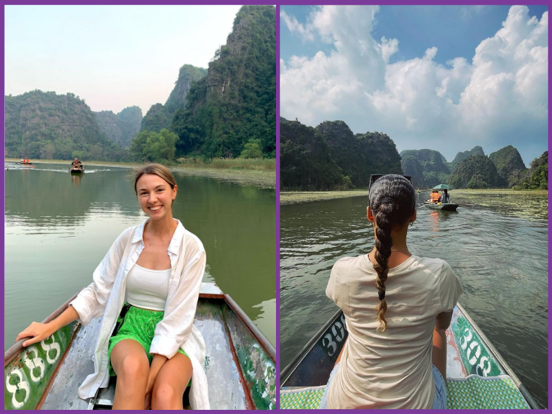 mặc đơn giản khi đi thuyền đi tràng an