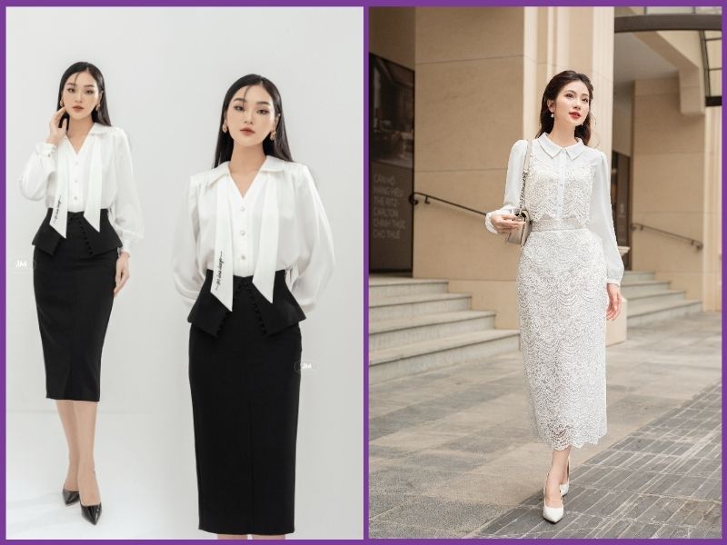cách phối đồ với áo sơ mi trắng nữ