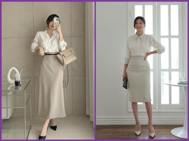 cách phối đồ với áo sơ mi trắng nữ 