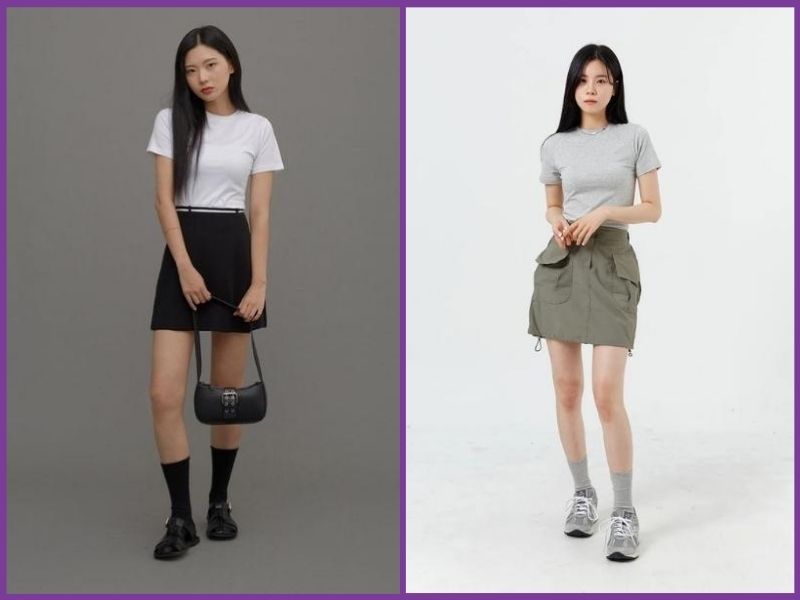 phối đồ với chân váy chữ A ngắn 
