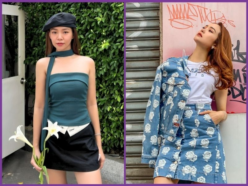 phối đồ với chân váy chữ A ngắn 