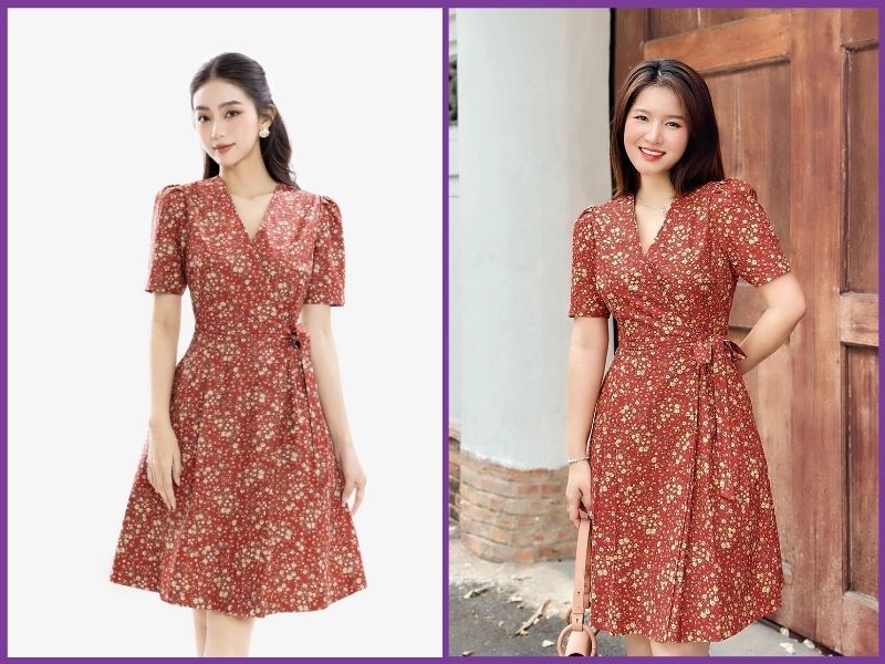 váy chữ a cổ v giúp làm thon gọn thân trên