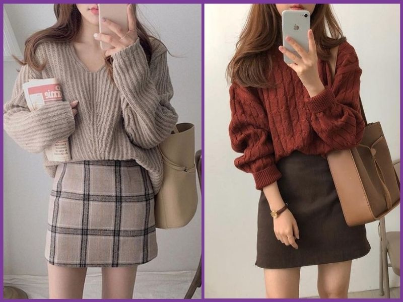 phối váy chữ A cho người béo bụng
