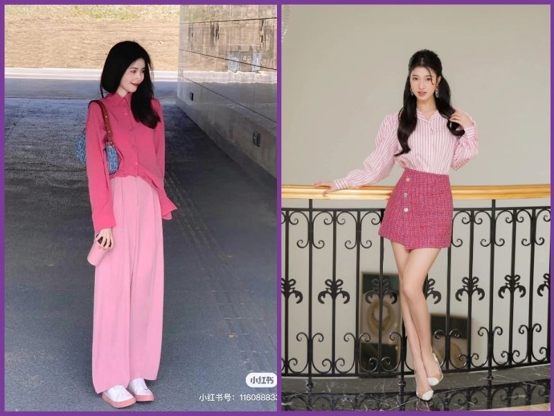 Màu hồng phối với màu gì 