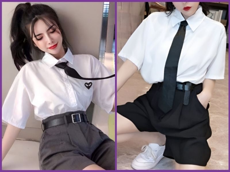 cách phối đồ với cà vạt nữ 
