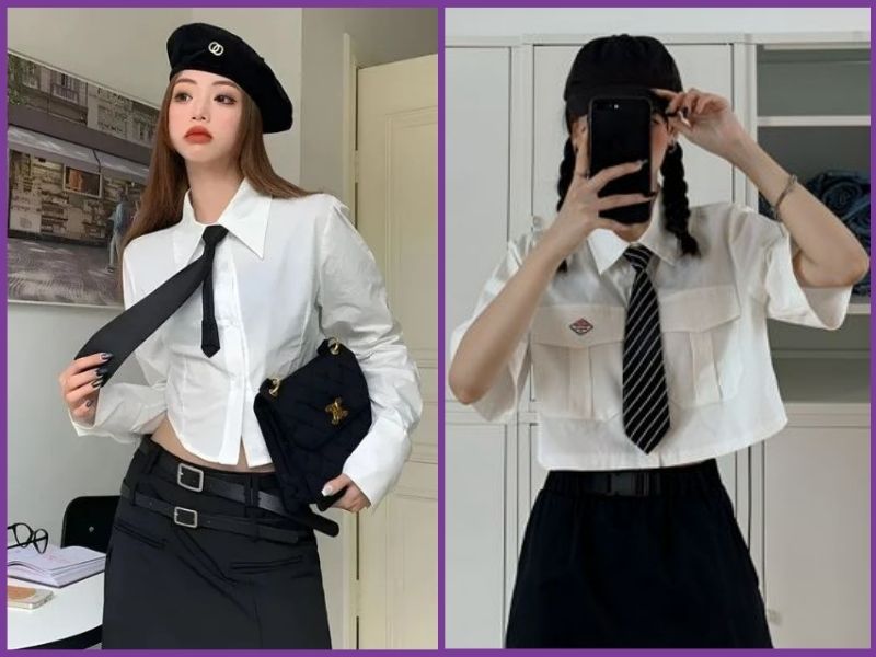 cách phối đồ với cà vạt nữ 