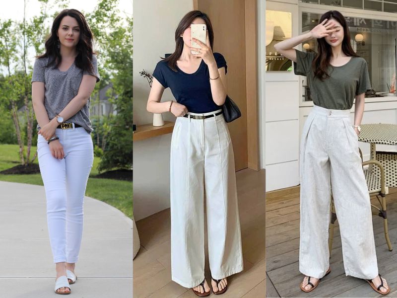 quần trắng phối với áo màu gì nữ