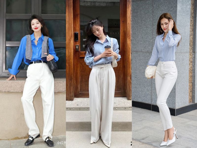 phối quần trắng với áo màu gì
