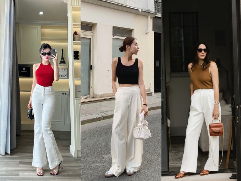 quần trắng kết hợp áo màu gì