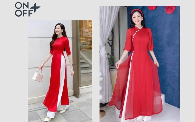 áo dài đỏ phối quần màu gì