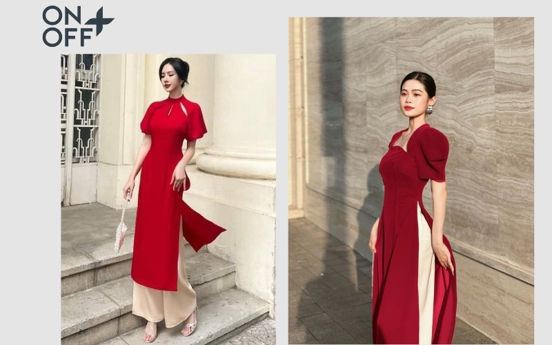 áo dài đỏ mặc quần gì đẹp