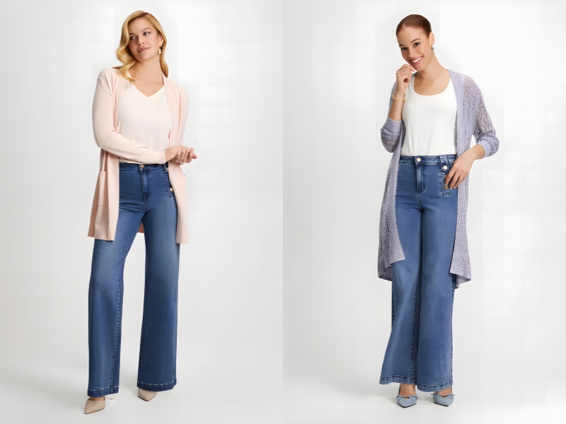 phối đồ với quần jean ống rộng nữ