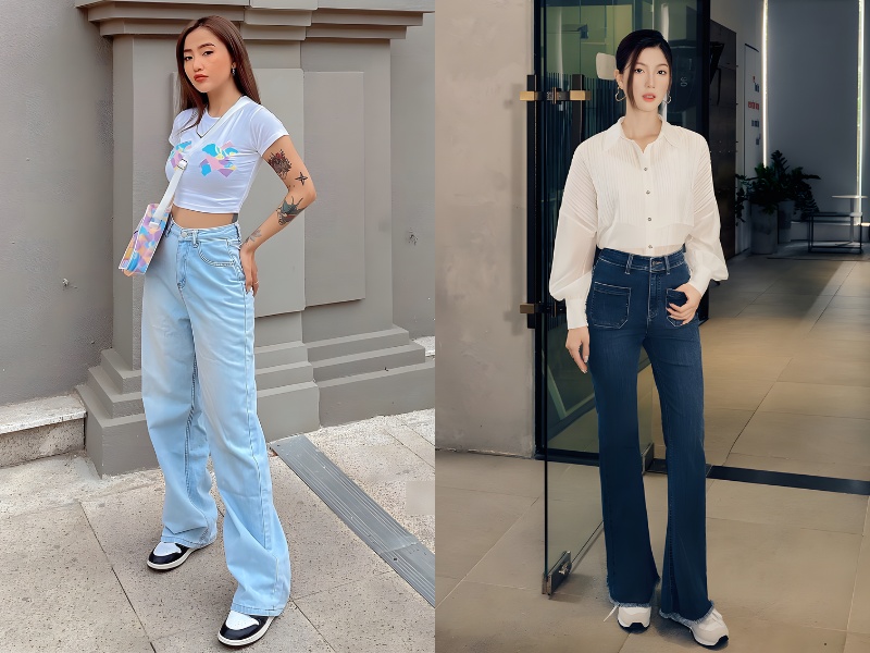 chọn quần jean ống rộng trơn