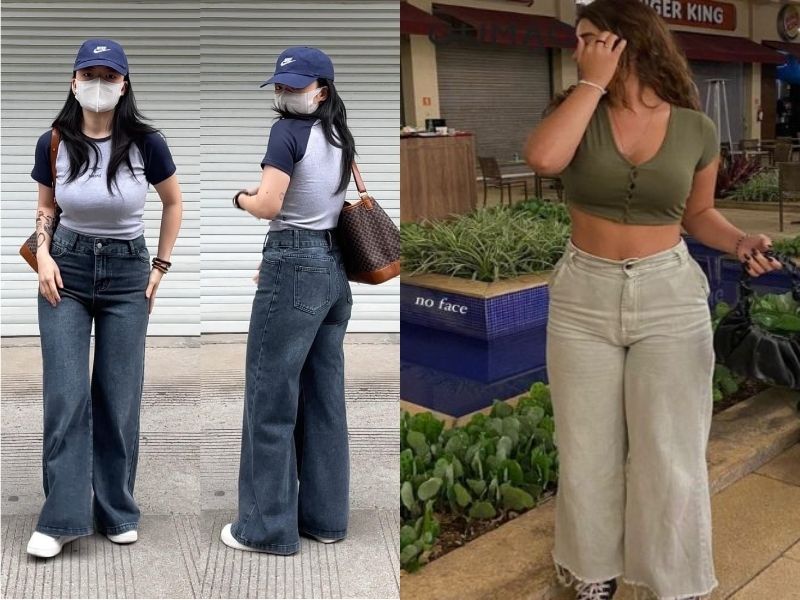 cách phối quần jean ống rộng cho người mập