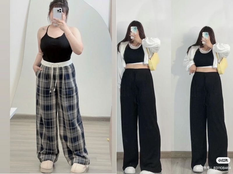 cách phối đồ với quần ống suông cho người mập