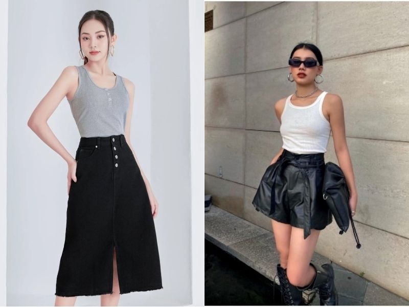 cách phối đồ với chân váy đen