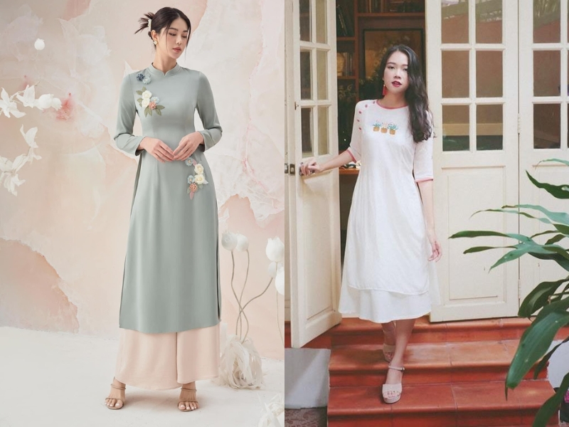 mặc áo dài đi giày thể thao giày cao gót đế vuông mặc áo dài