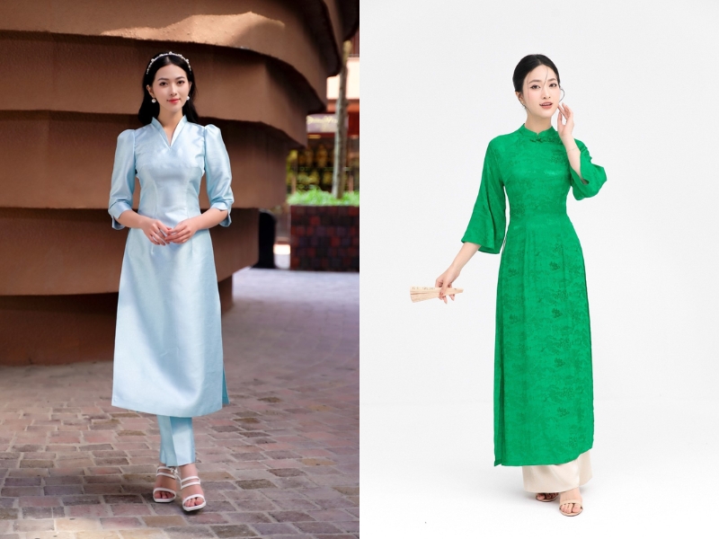 mặc áo dài đi giày búp bê mặc áo dài đi giày búp bê
