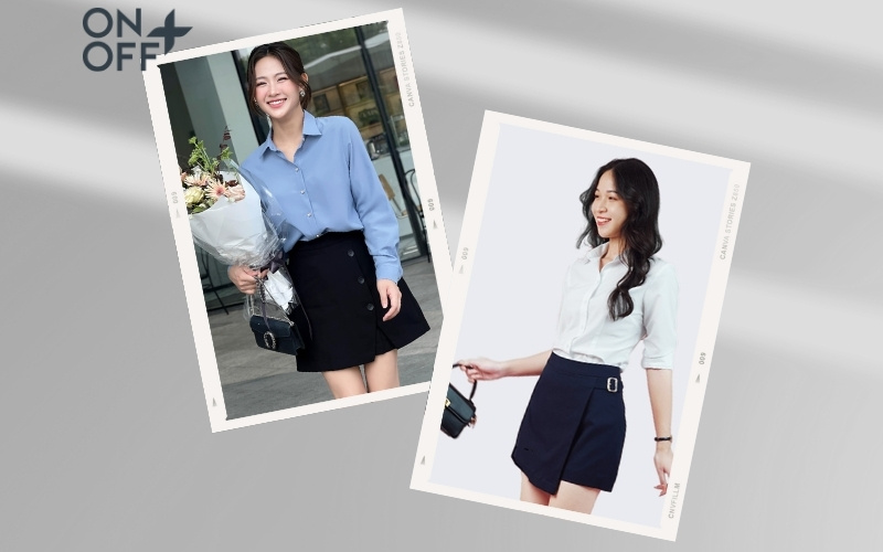 kết hợp quần short và áo sơ mi nữ