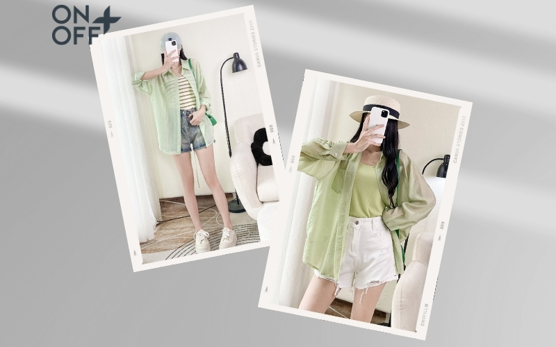 áo sơ mi + quần short nữ