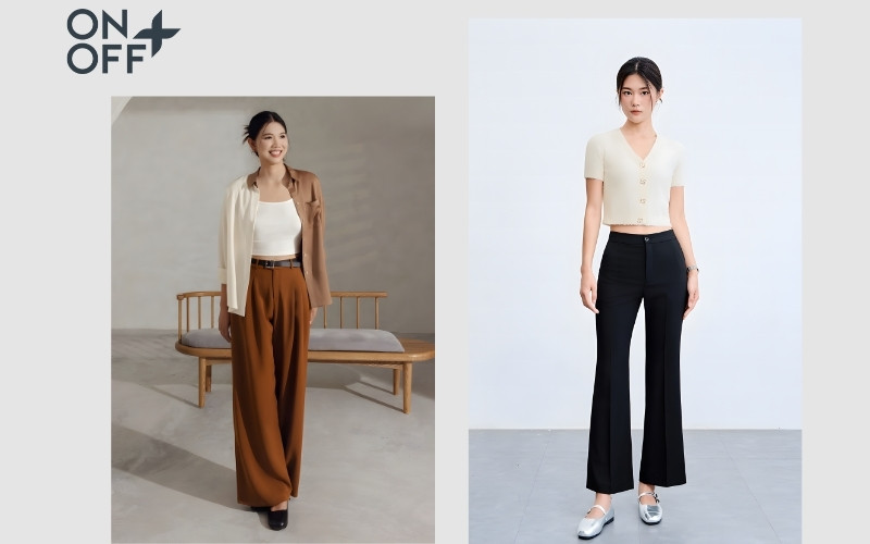 phối đồ với quần ống suông nữ
