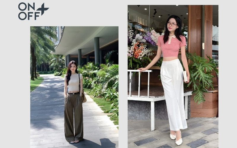 quần ống suông nữ mặc với áo gì