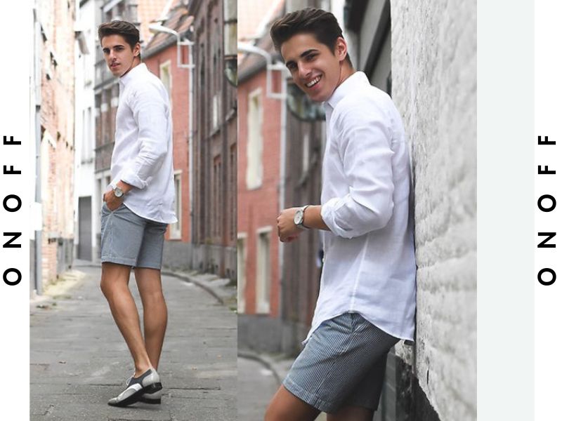 phối đồ nam quần short áo sơ mi