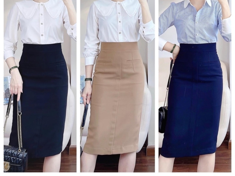 phối chân váy dài cho người mập