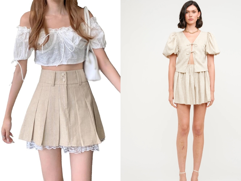phối đồ với chân váy xếp ly ngắn mùa hè phối chân váy xếp ly ngắn cho người béo