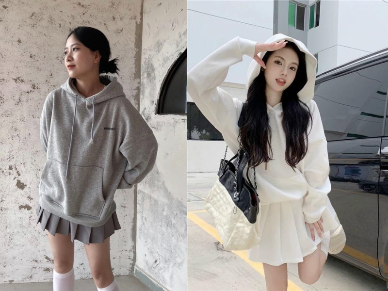 phối chân váy xoè ngắn