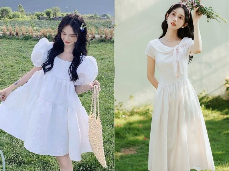 mặc váy trắng