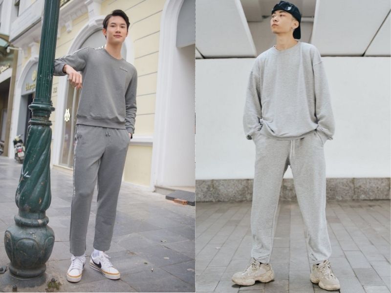 mặc áo sweater với quần ống rộng
