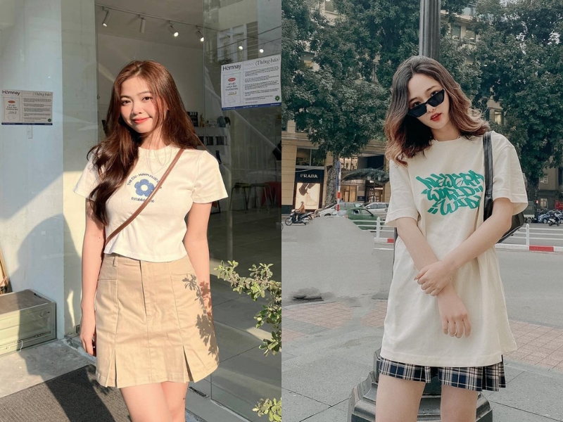 phối đồ với chân váy xòe ngắn