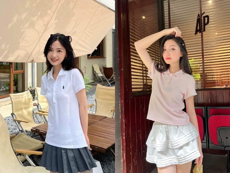 phối chân váy xoè ngắn