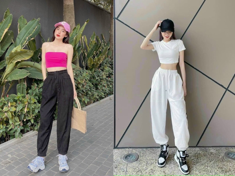 cách phối quần suông ống rộng mùa đông quần jogger ống rộng
