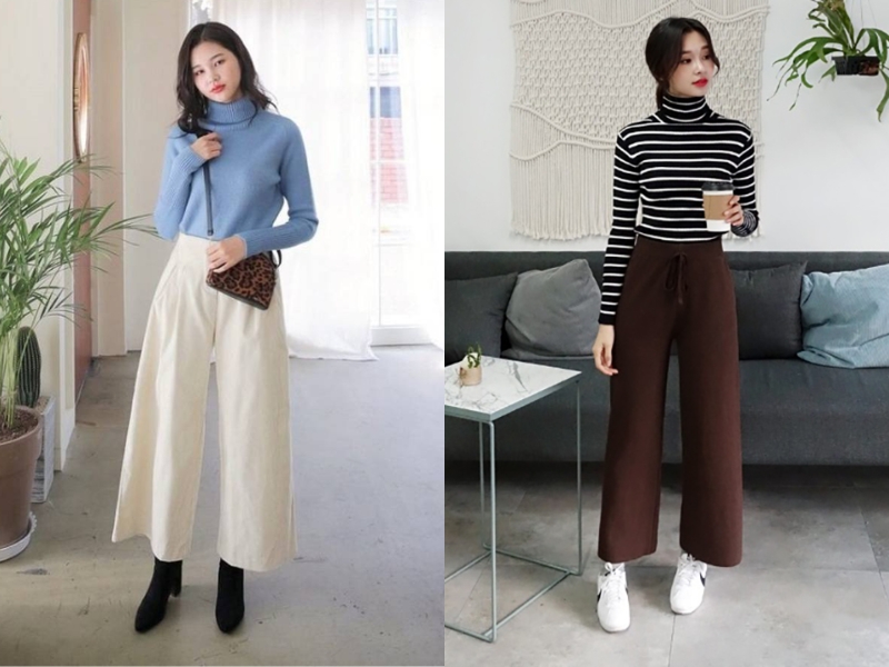 phối quần bò ống rộng mùa đông cách phối quần ống rộng mùa đông