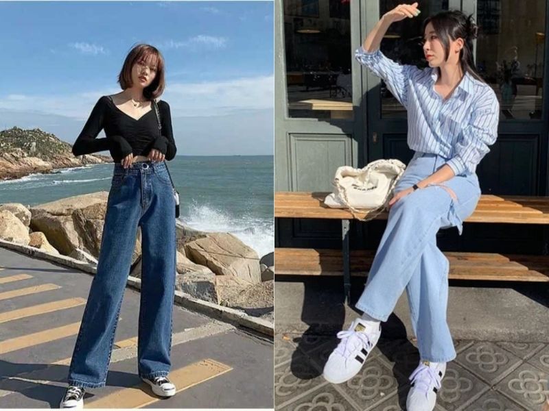 mặc với quần jean