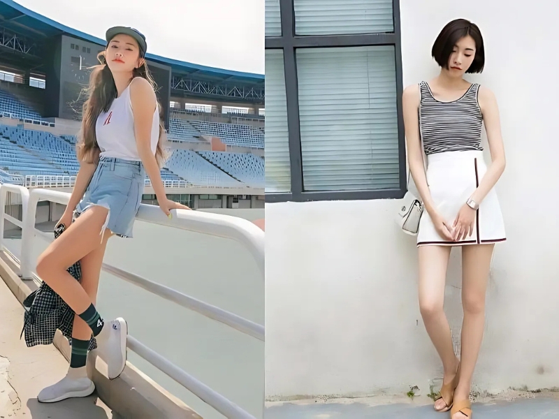 phối đồ với chân váy ngắn chữ a