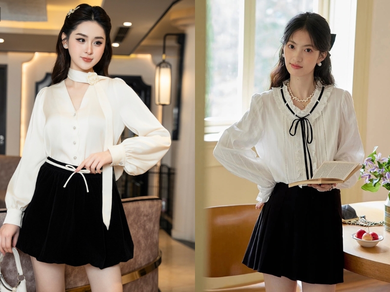chân váy chữ a ngắn phối với giày gì