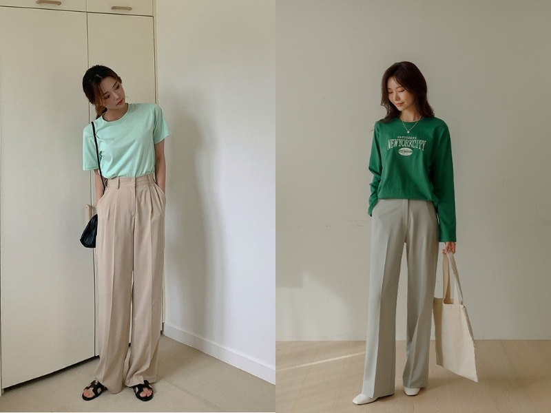 quần màu be phối áo màu gì nữ