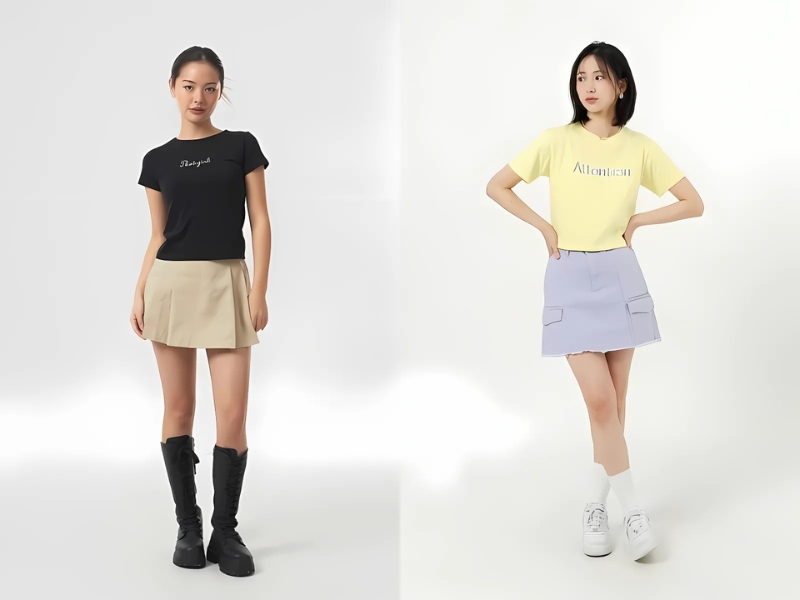 phối đồ với chân váy chữ a ngắn mùa hè