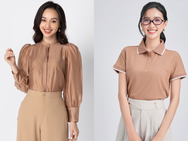 quần màu be phối áo gì